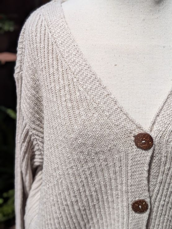 Avalin Ribbed 4 Button Cardigan in Desert