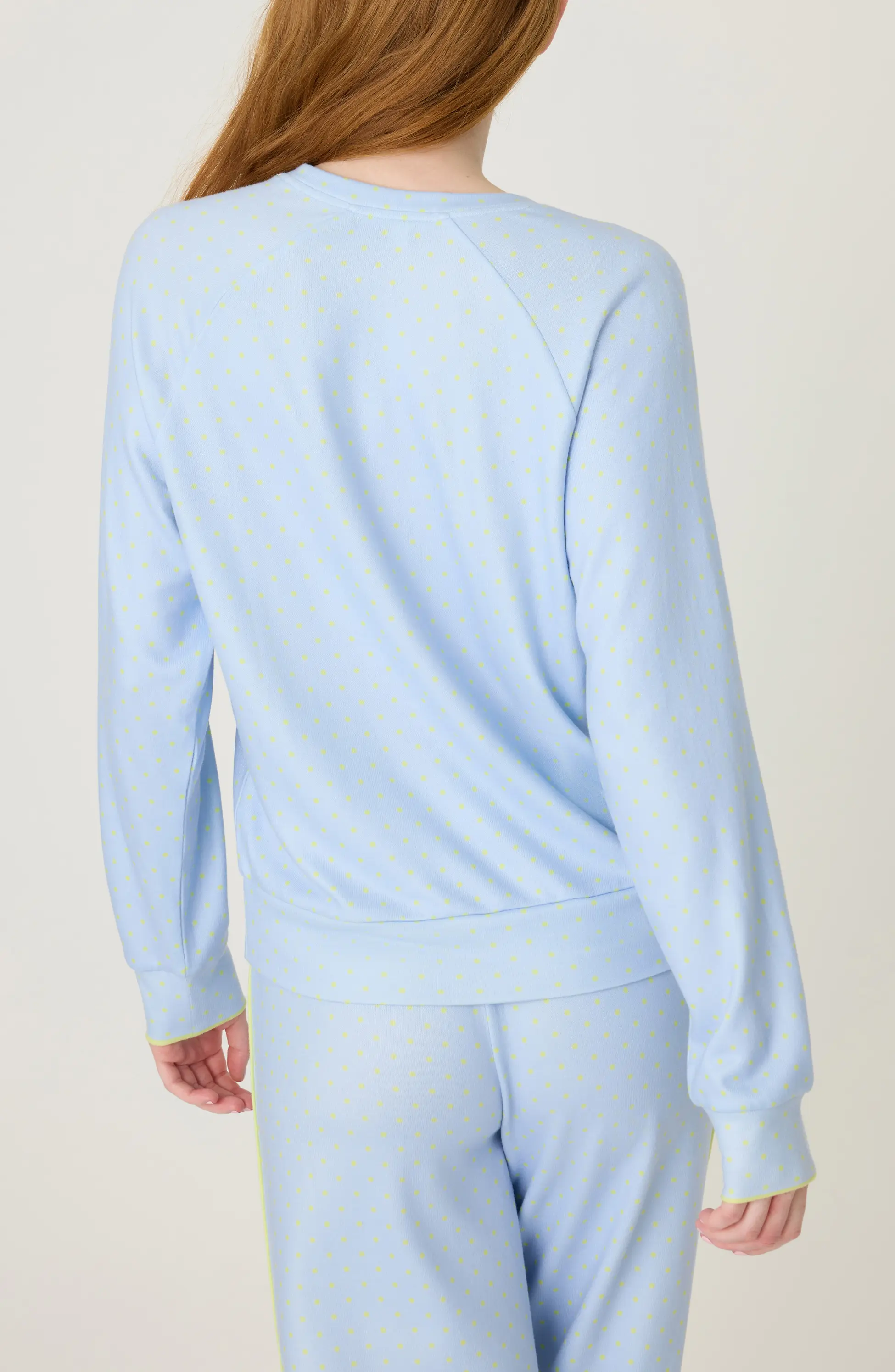 PJ Salvage Beautiful Life Polka Dot Long Sleeve Top in Periwinkle