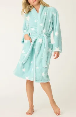 PJ Salvage Lets Get Cozy Star Print Robe in Light Mint PJ Salvage Lets Get Cozy Star Print Robe in Light Mint
