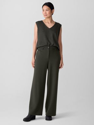 Eileen Fisher Washable Flex Ponte Wide Full Length Trouser in Woodland Eileen Fisher Washable Flex Ponte Wide Full Length Trouser in Woodland