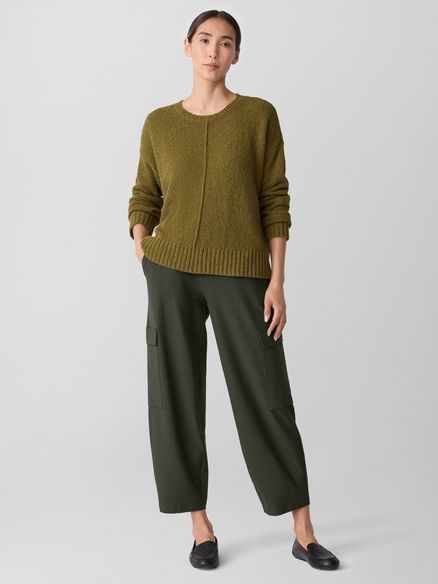 Eileen Fisher Washable Stretch Crepe Ankle Lantern Cargo Pant in Woodland