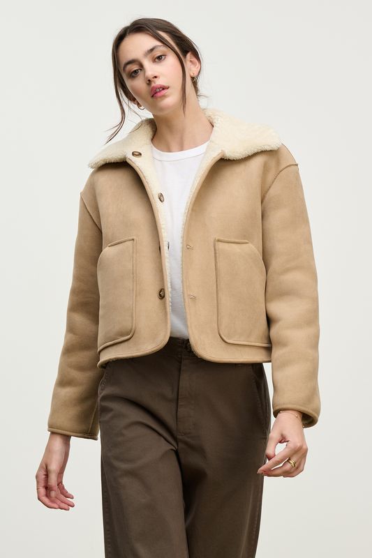 Velvet Amara Reversible Sherpa Jacket in Sand
