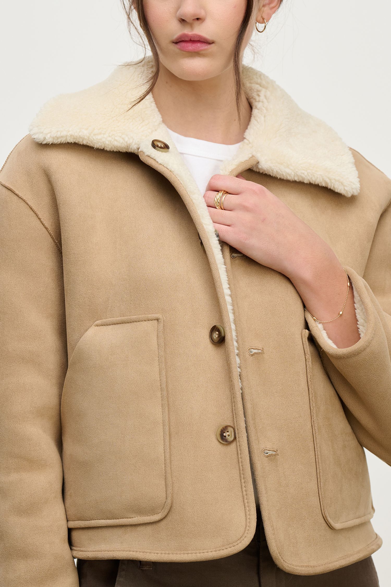 Velvet Amara Reversible Sherpa Jacket in Sand