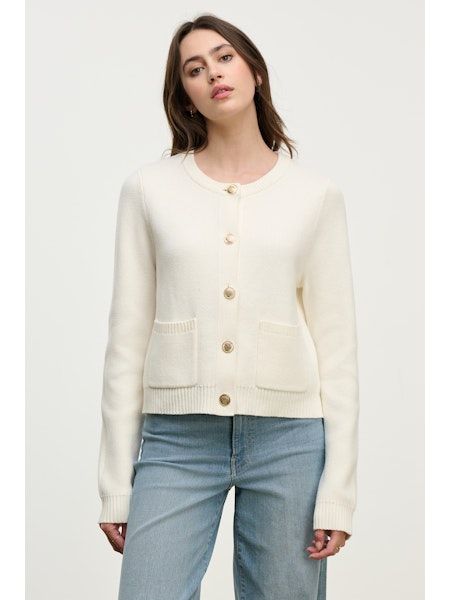 Velvet Mahal Cotton Cashmere Jacket in Milk