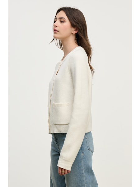 Velvet Mahal Cotton Cashmere Jacket in Milk