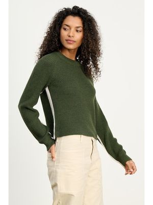 Velvet Savannah Engineered Stitches Sweater in Pine/Light Grey Velvet Savannah Engineered Stitches Sweater in Pine/Light Grey