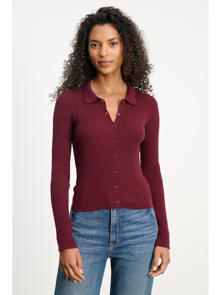 Velvet Nikki Lux Cotton Cashmere Cardigan in Syrah