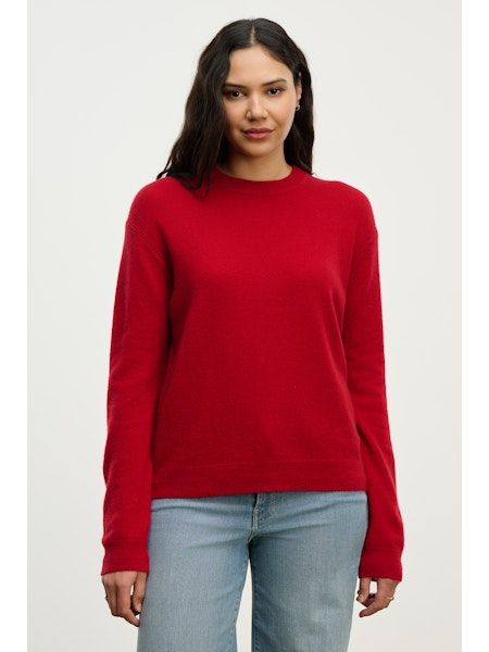 Velvet Crystal Cashmere Sweater in Red