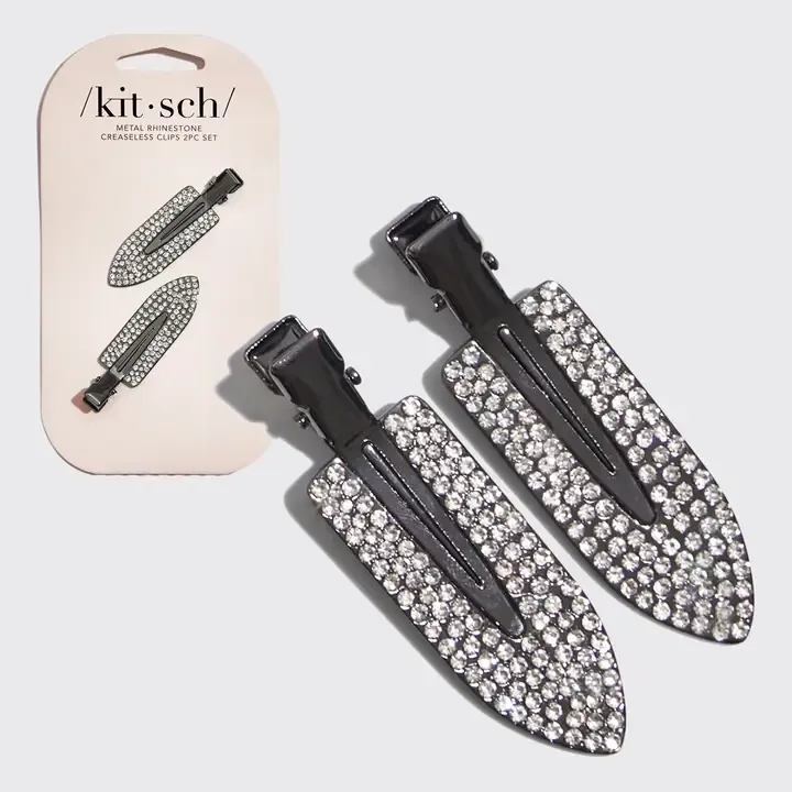 Kitsch Metal Rhinestone Creaseless Clips - 2pc Set