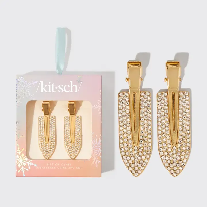 Kitsch Holiday Gift of Glam Rhinestone Creaseless Clips - 2pc set