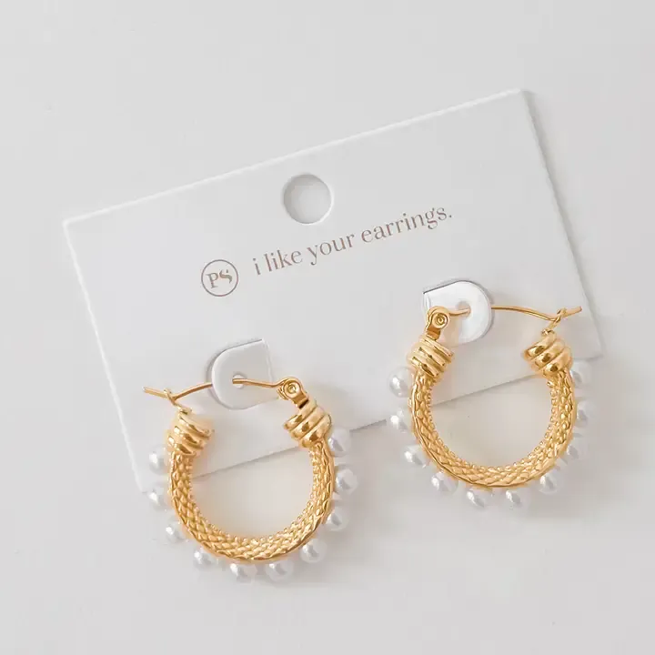 Pretty Simple Angel of the Sea Hoop Earrings (Waterproof) in Gold