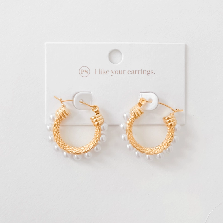 Pretty Simple Angel of the Sea Hoop Earrings (Waterproof) in Gold