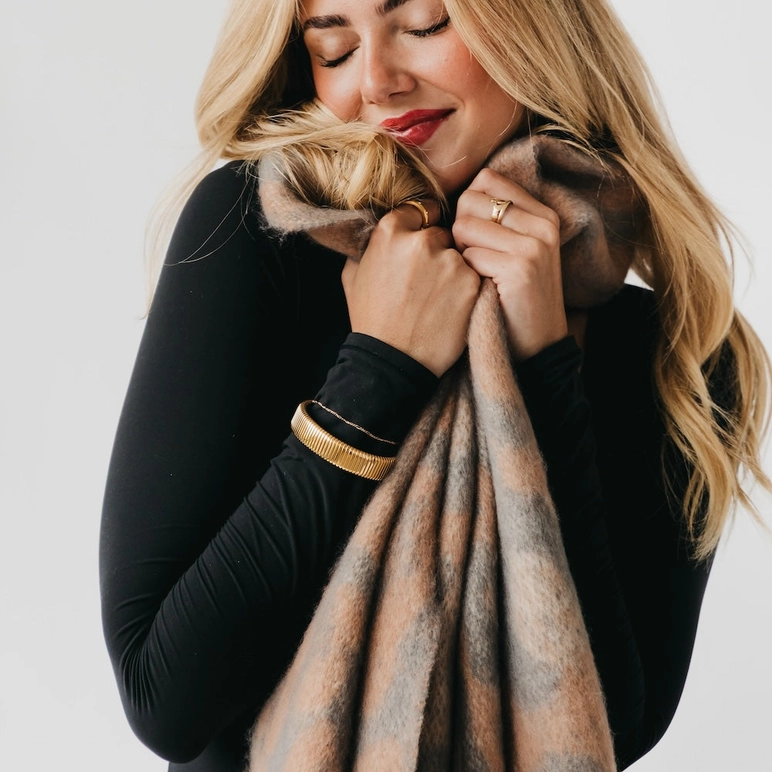 Pretty Simple Priscilla Printed Scarf in Brown