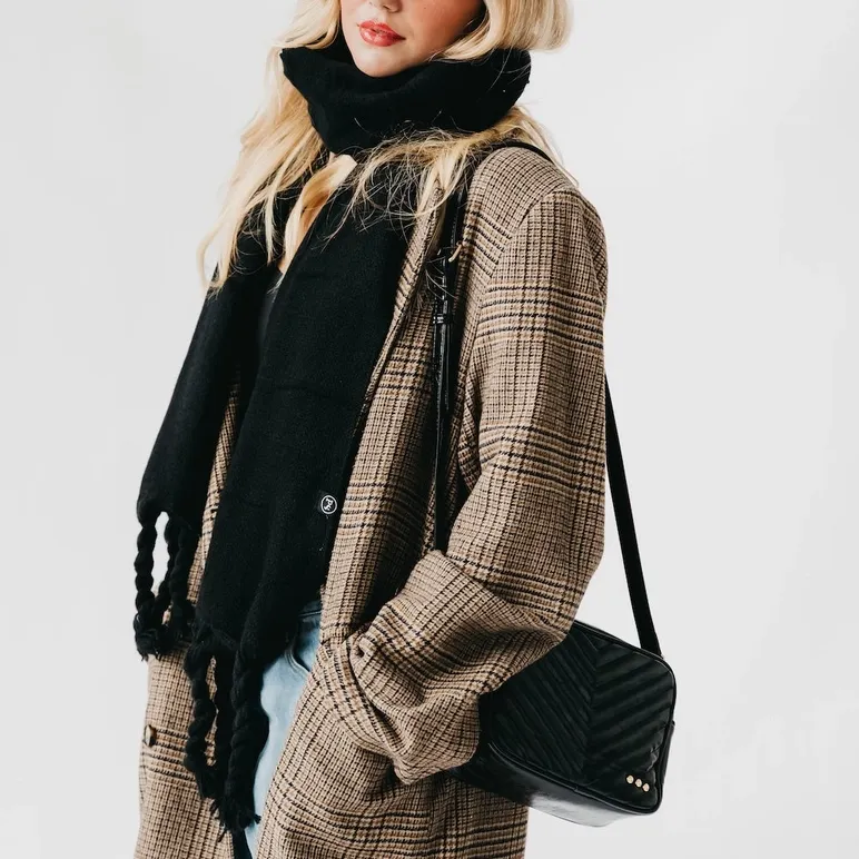 Pretty Simple Twyla Twisted Tassel Scarf in Black Pretty Simple Twyla Twisted Tassel Scarf in Black