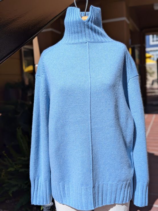Estheme Cashmere High Neck Thick Stitch Sweater in Mineral