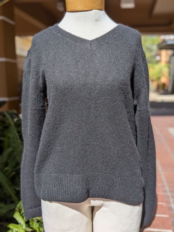 Estheme Cashmere Silk V-Neck Sweater in Black