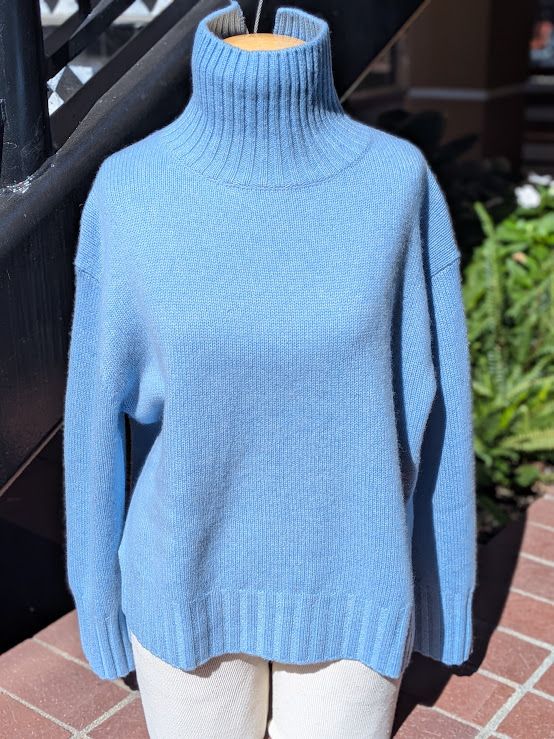 Estheme Cashmere High Neck Thick Stitch Sweater in Mineral