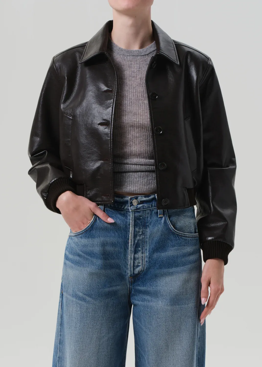 Citizens of Humanity Lola Bomber Recycled Leather in Brown