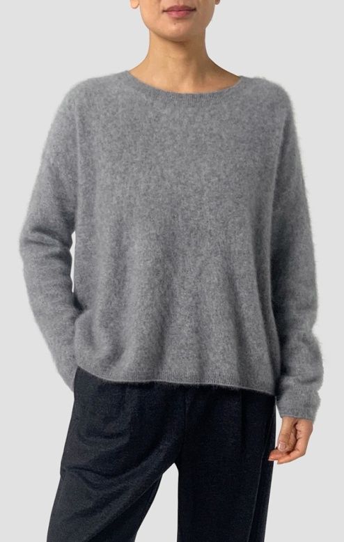 Eileen Fisher Cashmere Fluff Crew Neck Sweater in Ash