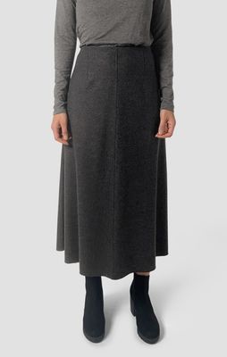 Eileen Fisher Melange Felted Wool Jersey Full Length A-Line Skirt in Charcoal