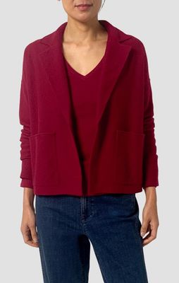 Eileen Fisher Fine Felted Wool Notch Collar Cardigan in Ruby Eileen Fisher Fine Felted Wool Notch Collar Cardigan in Ruby