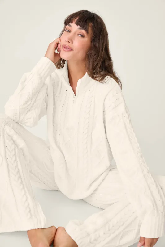 PJ Salvage Chenille Cable Crew Neck Top in Ivory PJ Salvage Chenille Cable Crew Neck Top in Ivory