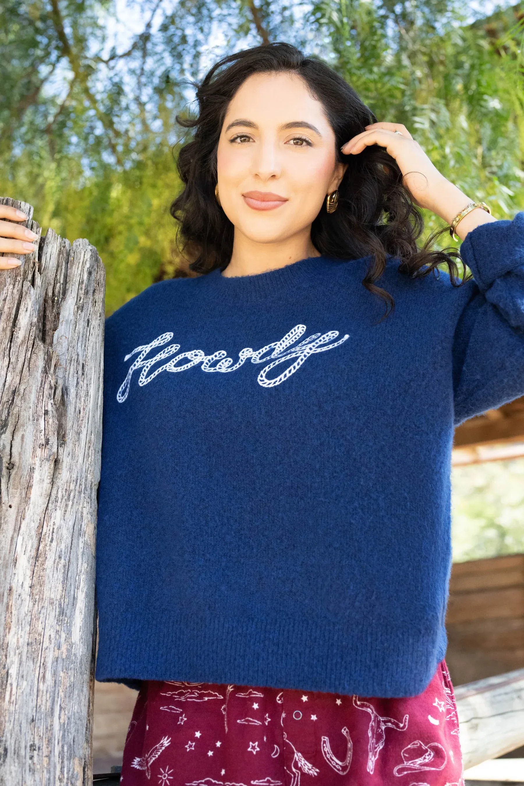 PJ Salvage Howdy Snuggle Sweater in Navy
