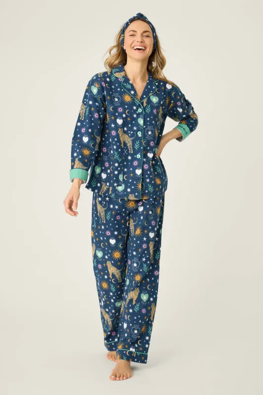 PJ Salvage Wild at Heart Flannel PJ Set in Navy - 3pcs PJ Salvage Wild at Heart Flannel PJ Set in Navy - 3pcs