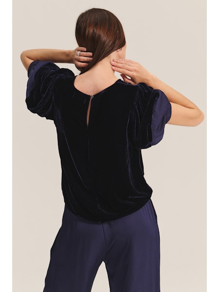 Velvet Taryn Velvet & Satin Mix Media Top in Black