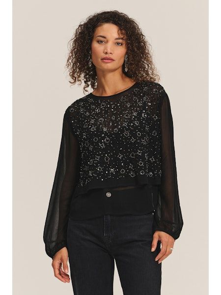 Velvet Marlowe Sequin Top in Black Velvet Marlowe Sequin Top in Black