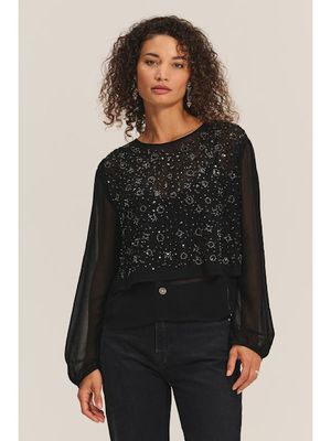 Velvet Marlowe Sequin Top in Black