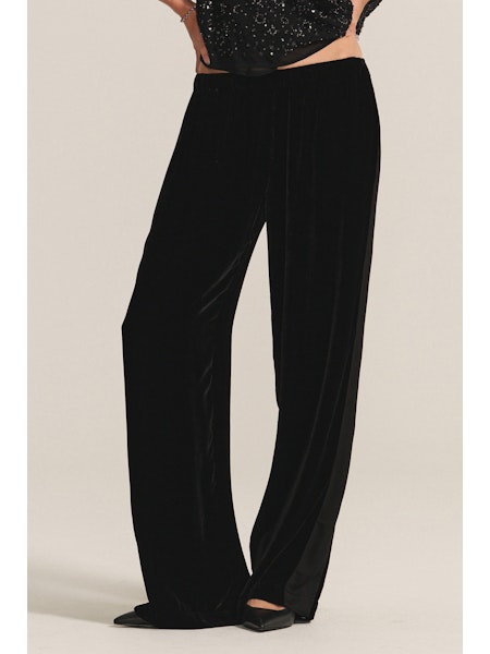 Velvet Hilma Velvet & Satin Mix Media Pant in Black