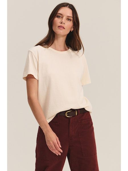 Velvet Leigh Vintage Cotton Jersey Short Sleeve Top in Sugar