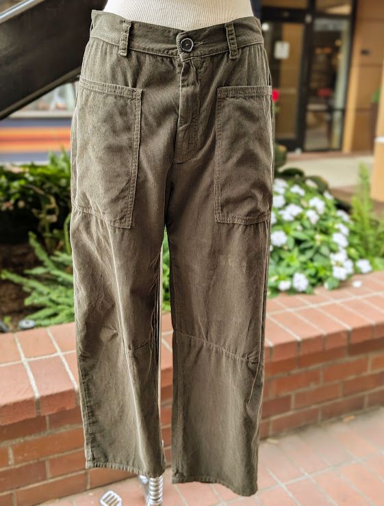Velvet Sue Cotton Corduroy Pant in Olive