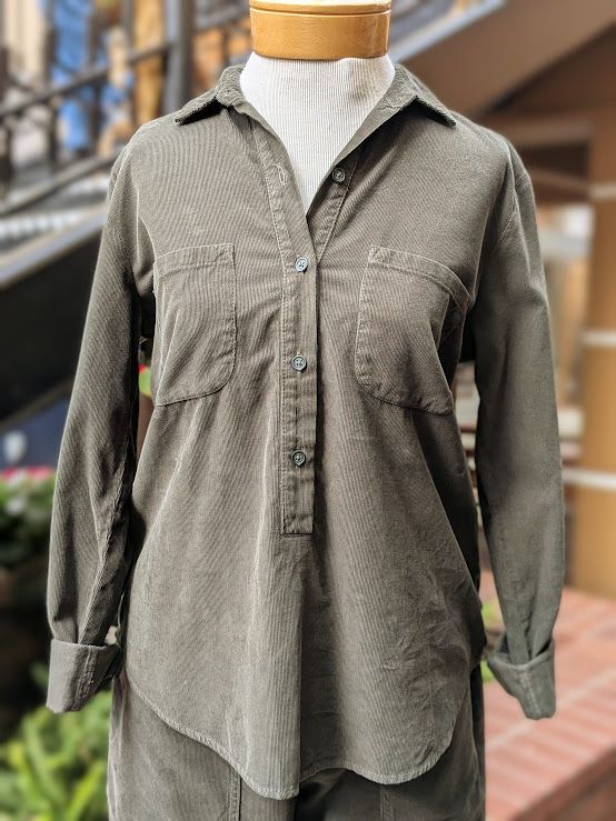 Velvet Arielle Cotton Corduroy Top in Olive