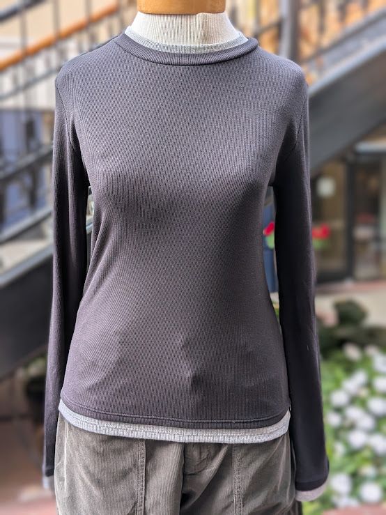 Velvet Novato Modal Rib Top in Black/Gray Velvet Novato Modal Rib Top in Black/Gray