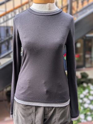 Velvet Novato Modal Rib Top in Black/Gray Velvet Novato Modal Rib Top in Black/Gray