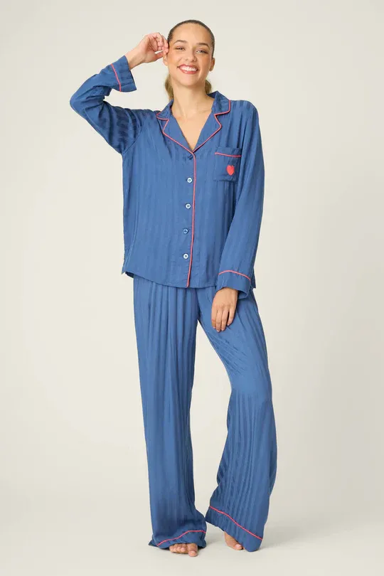PJ Salvage La Rose Sateen PJ Set in Harbor