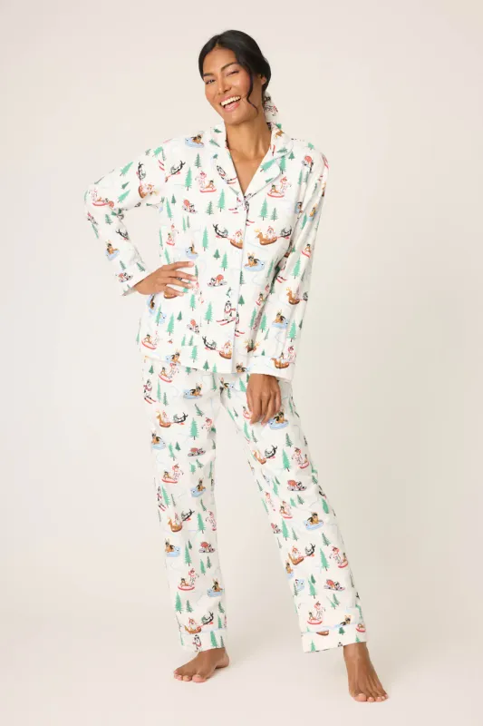 PJ Salvage Sleigh All Day 3 Piece Flannel PJ Set in White PJ Salvage Sleigh All Day 3 Piece Flannel PJ Set in White