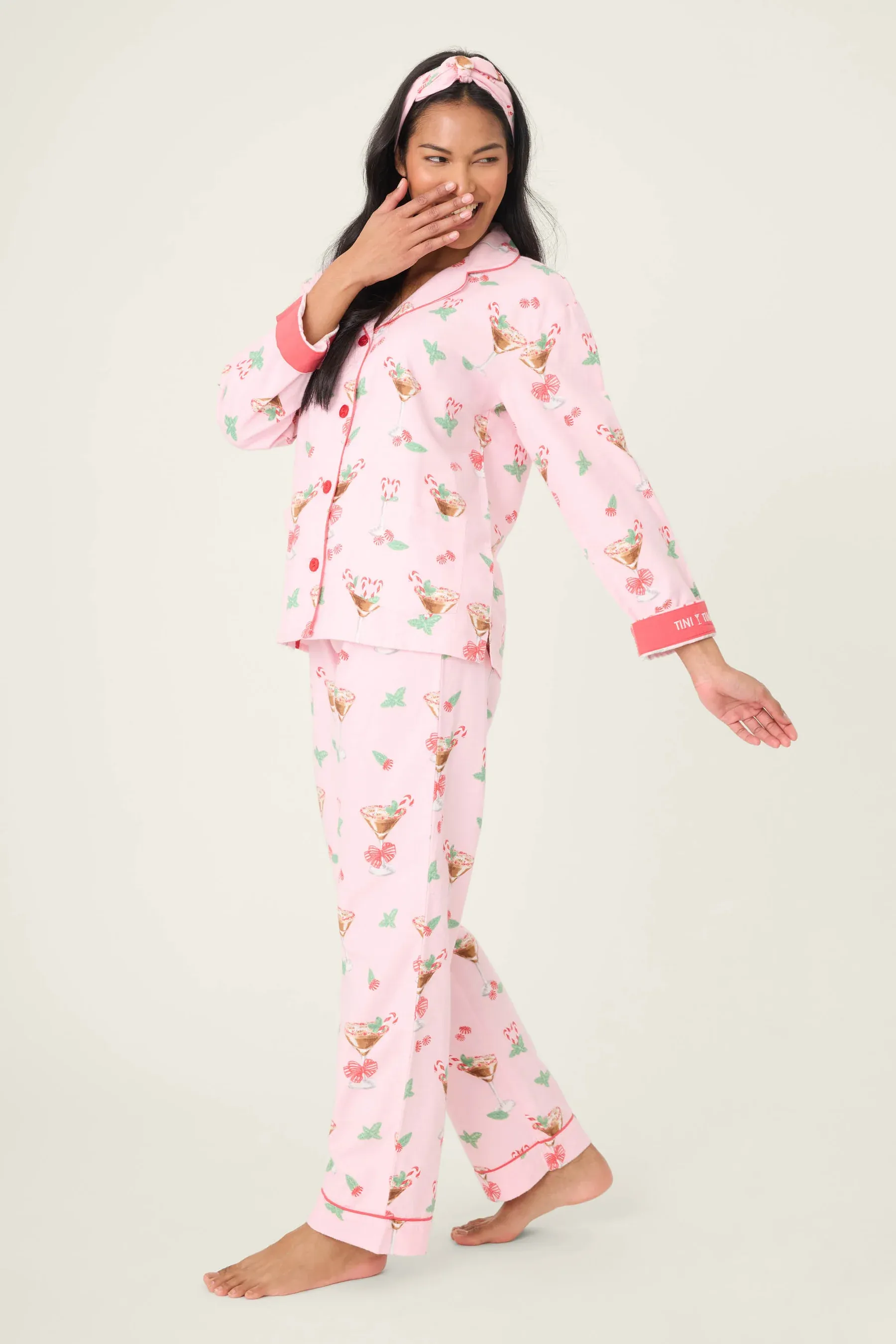 PJ Salvage Tini Time 3 Piece Flannel PJ Set in Ballet Pink