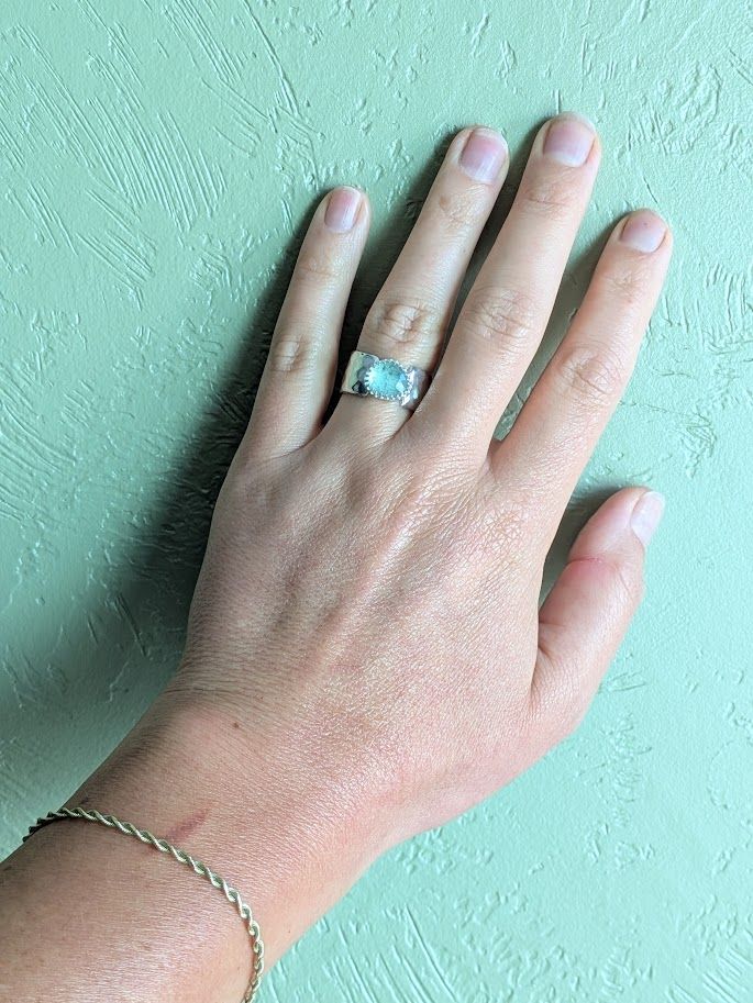 Savage Roots Hazel Cigar Band in Sterling Silver and Green Kyanite