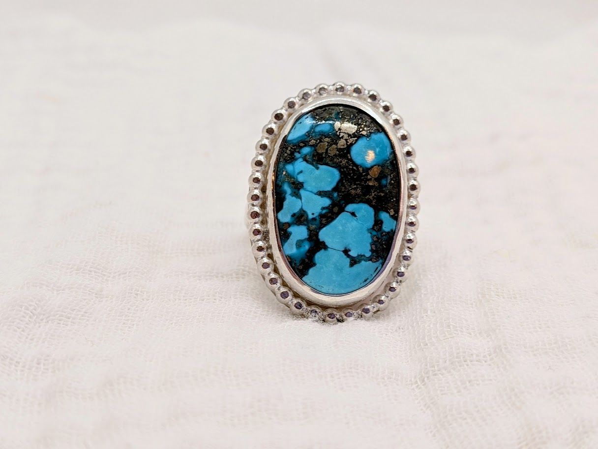 Savage Roots Gillian Ring in Sterling Silver & Hubei Turquoise