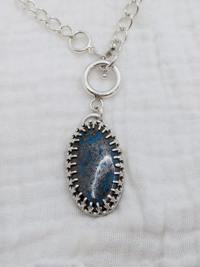 Savage Roots Palmer Toggle Necklace in Apache Blue Turquoise & Sterling Silver