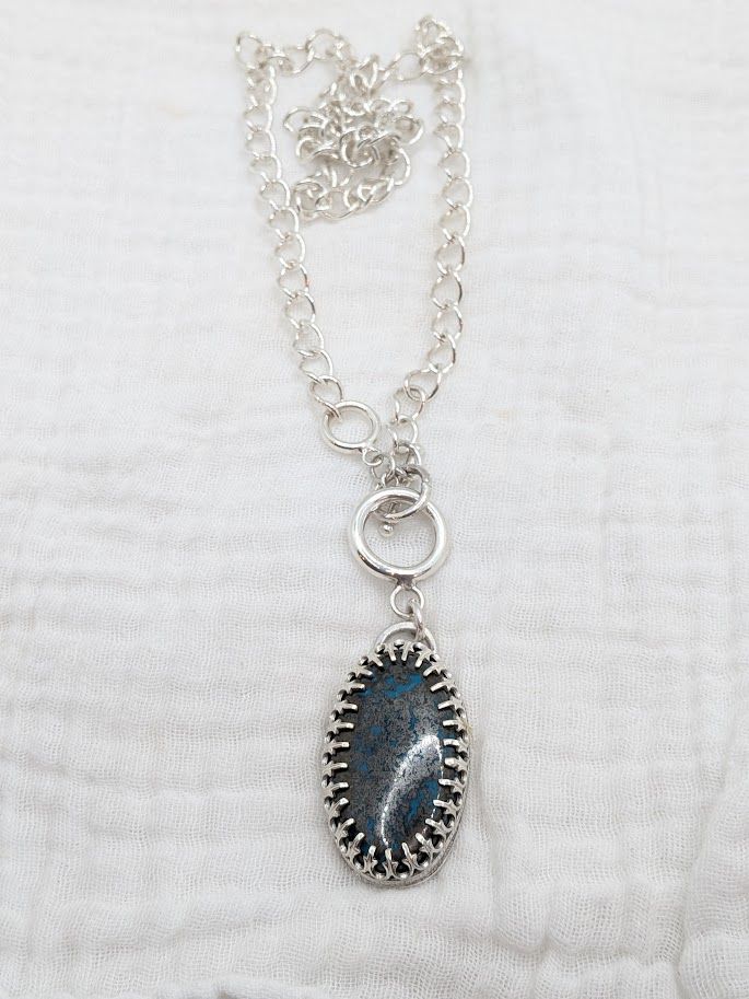 Savage Roots Palmer Toggle Necklace in Apache Blue Turquoise & Sterling Silver Savage Roots Palmer Toggle Necklace in Apache Blue Turquoise & Sterling Silver