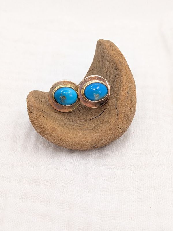 Savage Roots Paisley Stud Earrings in Persian Turquoise & 14KGF Savage Roots Paisley Stud Earrings in Persian Turquoise & 14KGF