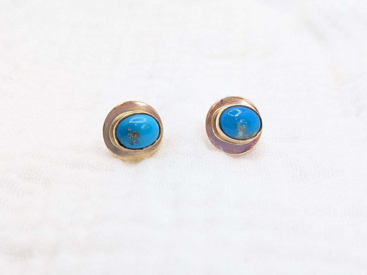 Savage Roots Paisley Stud Earrings in Persian Turquoise & 14KGF