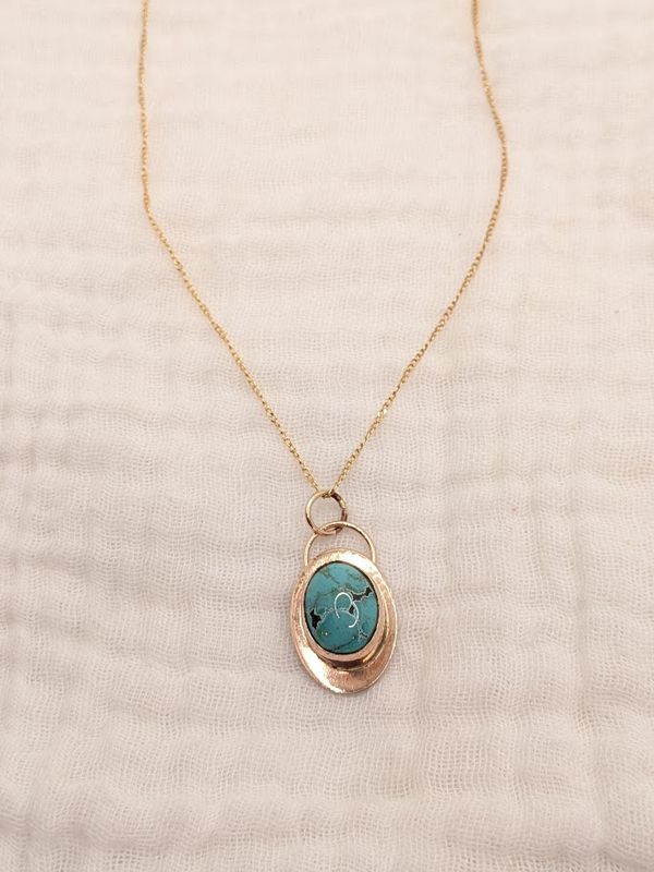 Savage Roots Lilo Necklace in Hubei Turquoise & 14KGF Savage Roots Lilo Necklace in Hubei Turquoise & 14KGF