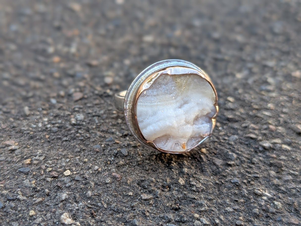 Savage Roots Dez Ring in Sterling Silver, 14KGF & Desert Druzy