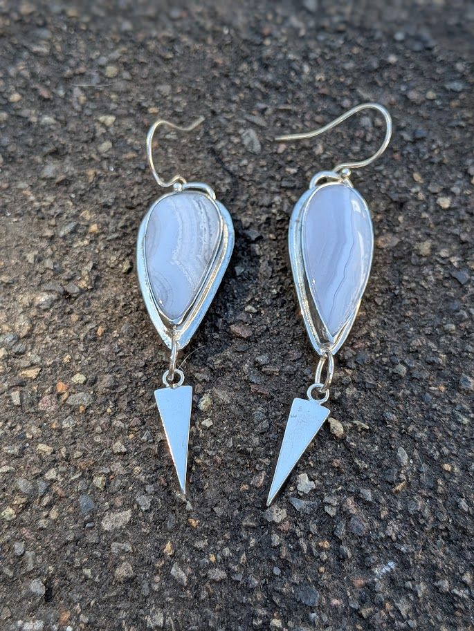 Savage Roots Vega Earrings in Sterling Silver Blue Lace Agate Savage Roots Vega Earrings in Sterling Silver Blue Lace Agate
