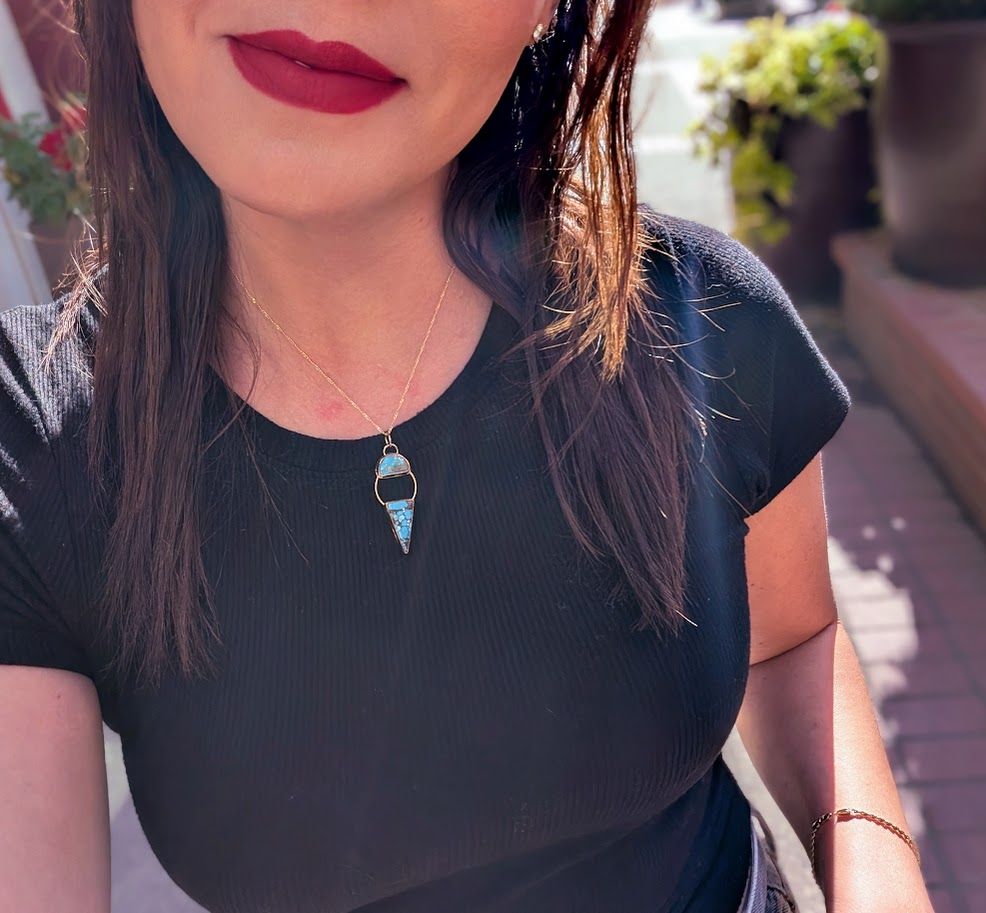 Savage Roots Polly Necklace in 14KGF & Turquoise